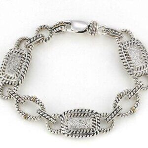 Samuel B BJC Benham Diamond Pave PLAGA Bracelet, Sterling Silver 925 + 1…